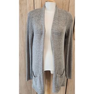 Cyrus Grey Marl Open Front Cardigan Sweater Textured Knit Pockets Size Medium